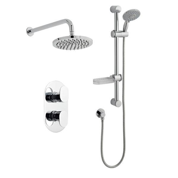 Kartell Logik Thermostatic Concealed Shower with Adjustable Slide Rail Kit
and Overhead Drencher