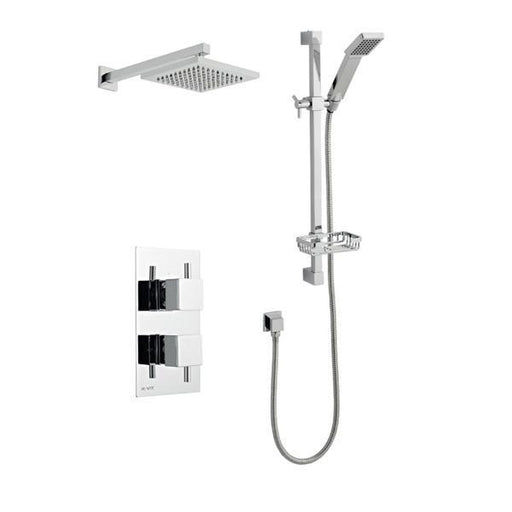 Kartell Pure Thermostatic Concealed Shower with Adjustable Slide Rail Kit and Overhead Drencher