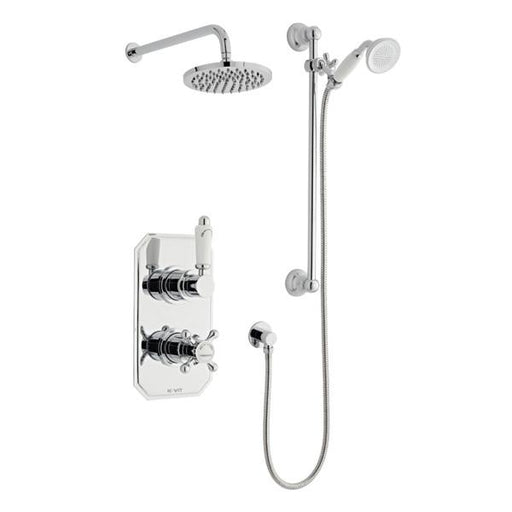 Kartell Viktory Thermostatic Concealed Shower with Adjustable Slide Rail Kit and Overhead Drencher