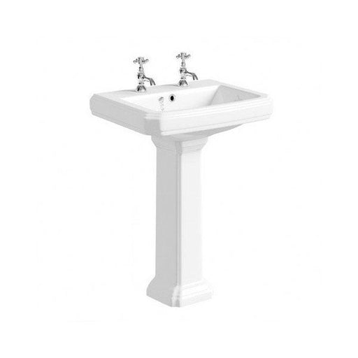 Kartell Astley 615mm Basin and Pedestal - 2 Taphole - White