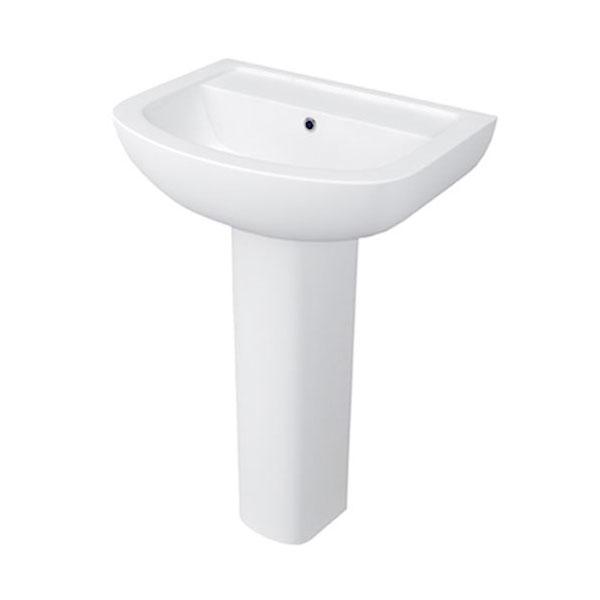 Kartell Studio 550mm Basin and Pedestal - 1 Tap Hole - White