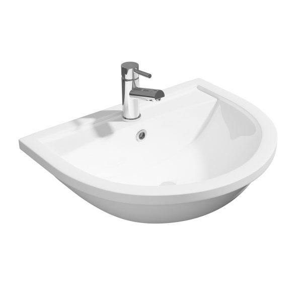 Kartell Lifestyle 520mm Semi Recessed Basin - 1 Tap Hole - White