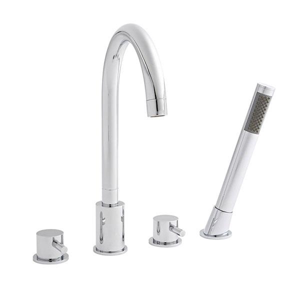 Kartell Plan Bath Shower Mixer Tap - 4 Tap Hole Chrome