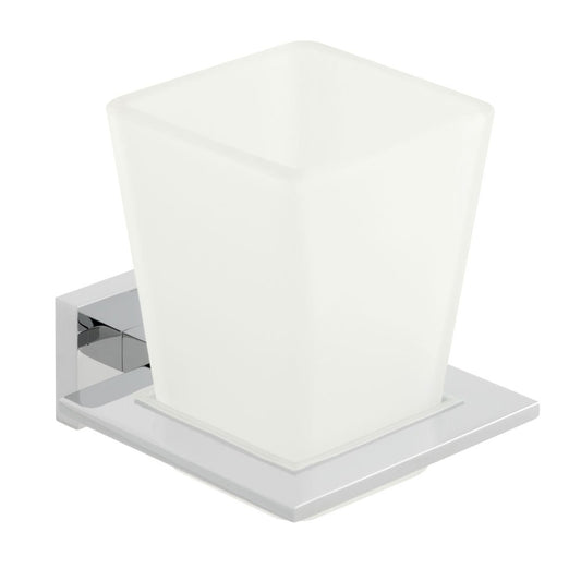 Vado Level Frosted Glass Tumbler And Holder Wall Mounted