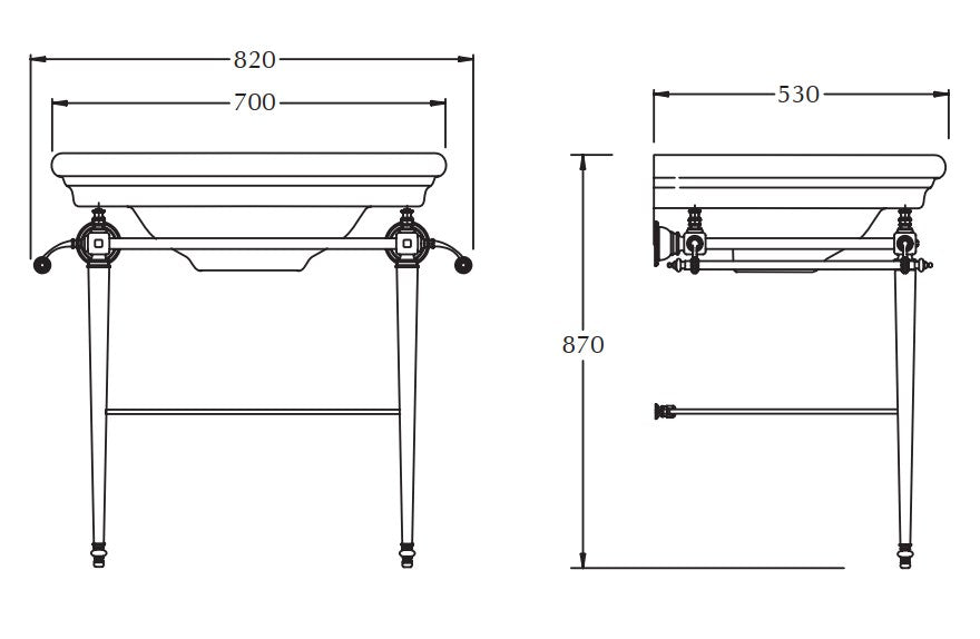 Imperial Etoile Large Basin and Stand with Glass Shelf