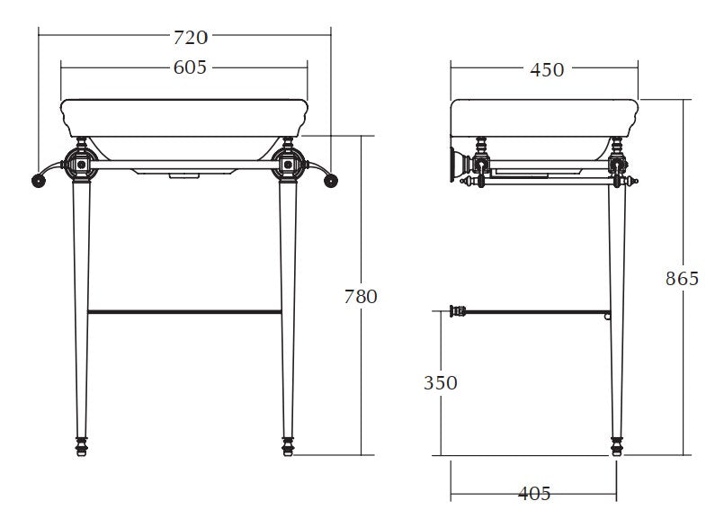 Imperial Etoile Medium Basin and Stand with Glass Shelf