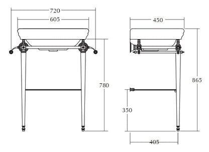 Imperial Etoile Medium Basin and Stand with Glass Shelf