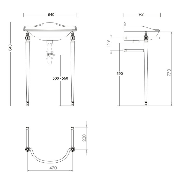 Imperial Drift cloak basin and stand with towel rail