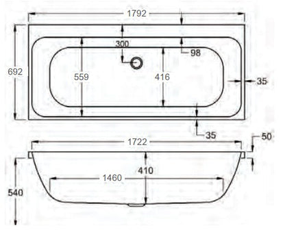 Carron Profile 1800x 700mm Double Ended Bath