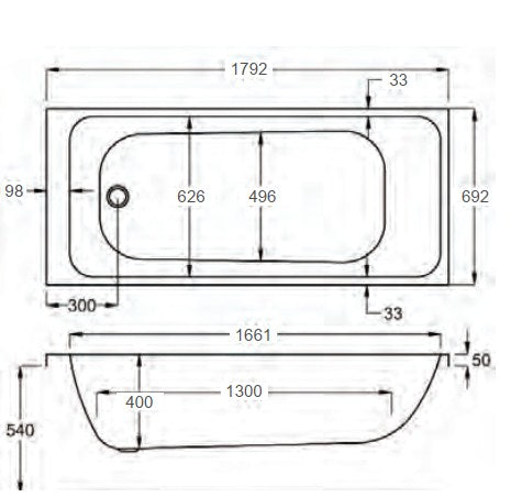 Carron Profile 1800 x 700 Single Ended Bath