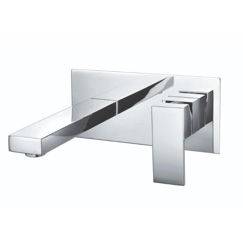 RAK-Cubis Wall Mounted Basin Mixer with Back Plate - Chrome