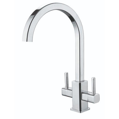 RAK Athens Modern Twin Lever Kitchen Sink Mixer - Silver