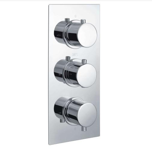 RAK Dual Outlet, 3 Handle Thermostatic Concealed Shower Valve