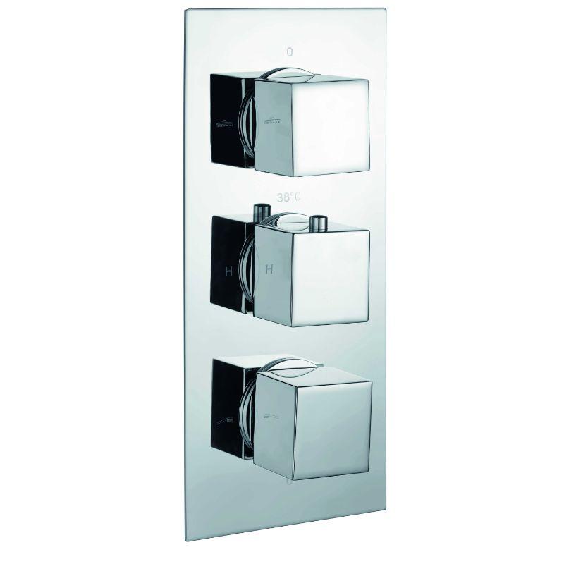 RAK Dual Outlet, 3 Handle Thermostatic Concealed Shower Valve