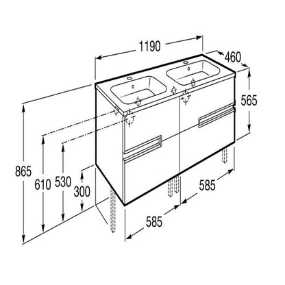 Roca Victoria-N Unik 1200mm 4-Drawer Wall Hung Basin Vanity Unit