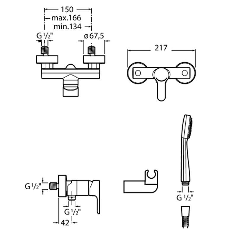 Roca L20 Wall Mounted Shower Mixer Valve with Kit - Chrome