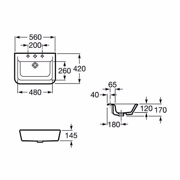 Roca The Gap Square Semi-Recessed Basin - White