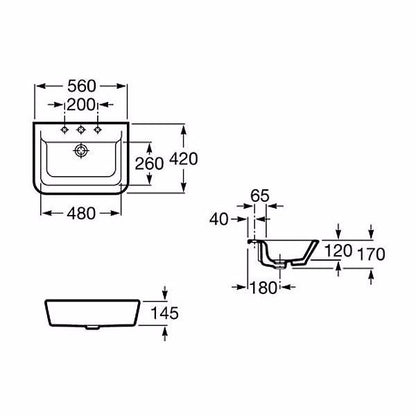 Roca The Gap Square Semi-Recessed Basin - White