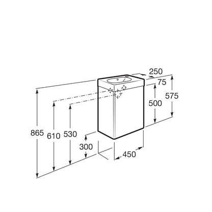 Roca Mini 1-Door Base Unit With Basin - 1 RH Tap Hole