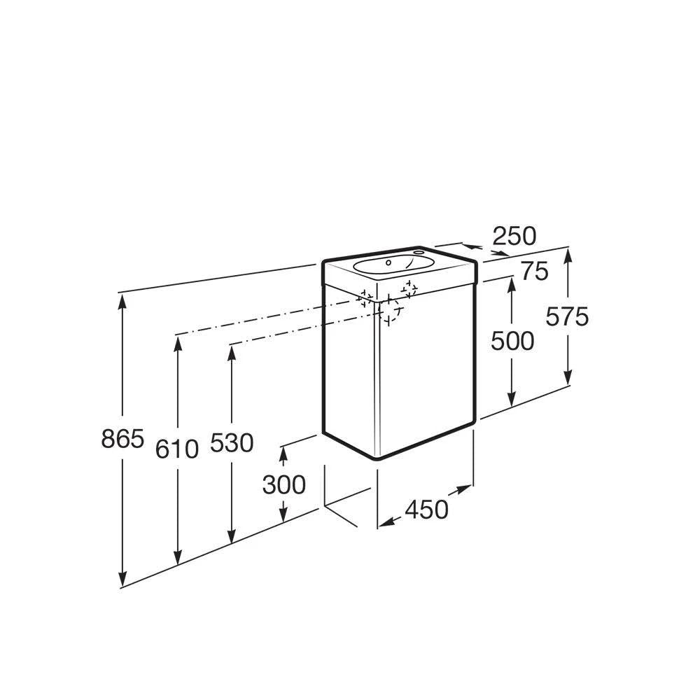 Roca Mini 1-Door Base Unit With Basin - 1 RH Tap Hole