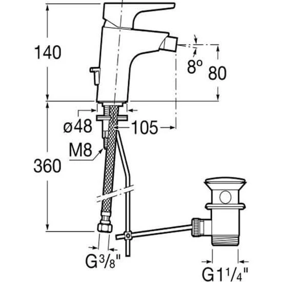 Roca Atlas Bidet Mixer Tap - Chrome