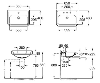 Roca Carmen Wall Hung Basin and Pedestal