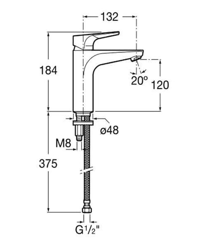 Roca Atlas Basin Mixer Tap & 1/2" flexi Tails