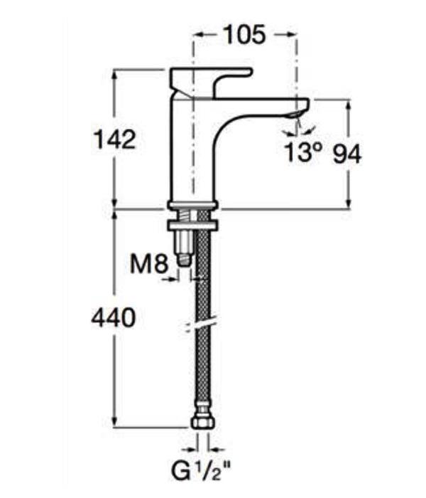 Roca L20 Cold Start Basin Mixer Tap without Pop-up Waste - Chrome