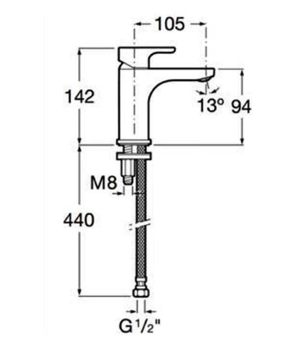 Roca L20 Cold Start Basin Mixer Tap without Pop-up Waste - Chrome