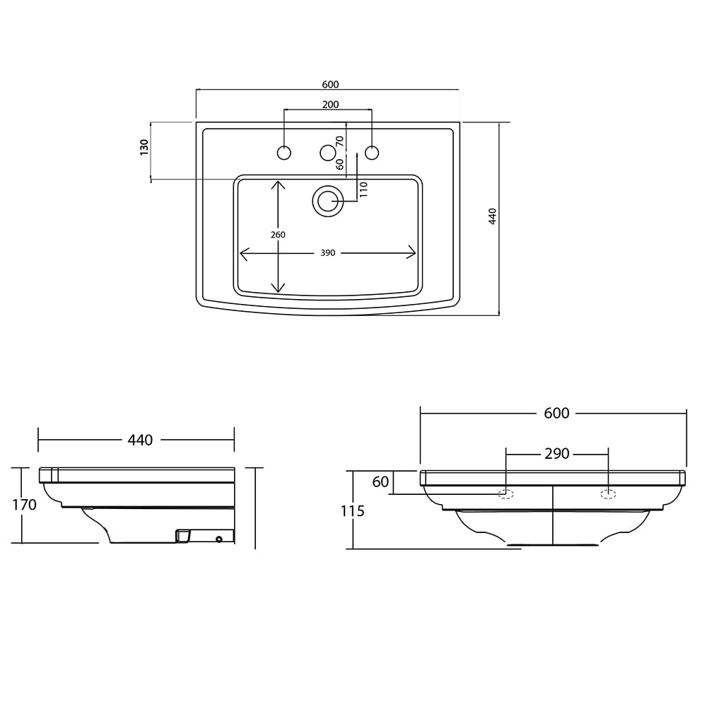 Imperial Radcliffe Medium Basin 600mm