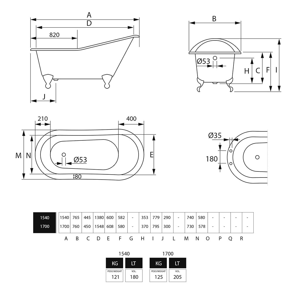 Imperial Ritz Slipper Cast Iron Bath with imperial feet