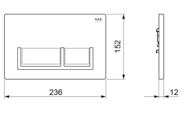 RAK-Ecofix White Flush Plate with polished Chrome surrounding rectangular push plates