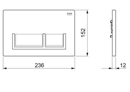 RAK-Ecofix White Flush Plate with polished Chrome surrounding rectangular push plates