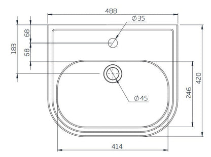 Tavistock Lansdown 500mm Semi-Countertop Basin