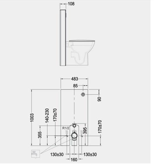 RAK Obelisk Cistern Cabinet for Back To Wall Pan