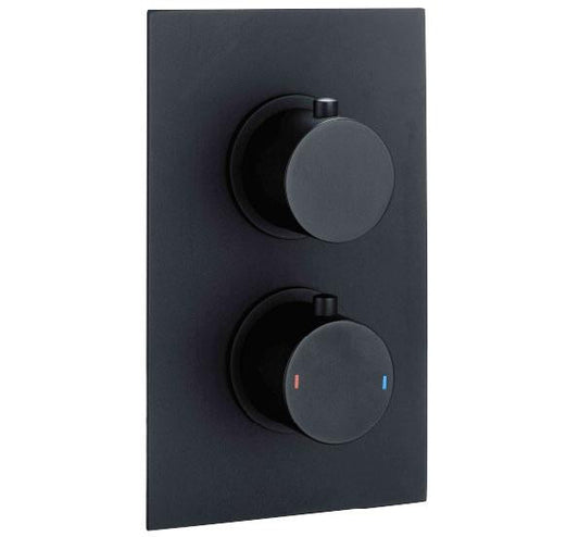 RAK Dual Outlet, 2 Handle Thermostatic Concealed Shower Valve in Black