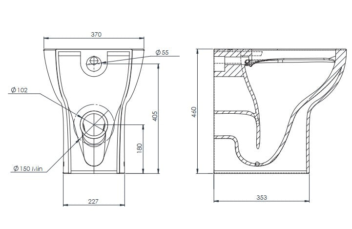 Tavistock Loft Rimless Comfort Height Back to Wall WC