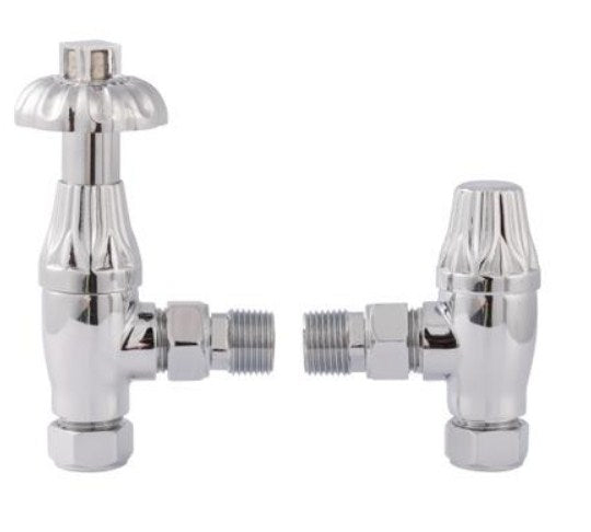 Hudson Reed Old London Knightsbridge Thermostatic Radiator Valve Pack Angled (pairs) With Lockshield