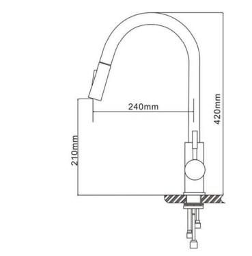 RAK Prague One Touch Pull Out Kitchen Sink Mixer - Silver