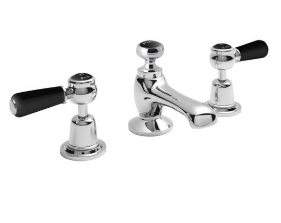 Hudson Reed Topaz Lever Dome 3 Tap Hole Basin Mixer With pop-up waste