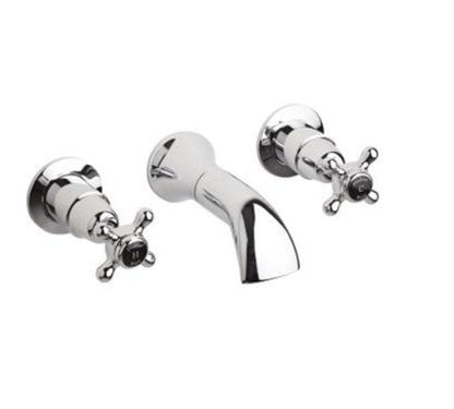 Hudson Reed Topaz Crosshead Dome 3 Tap Hole Wall Mounted Basin Mixer