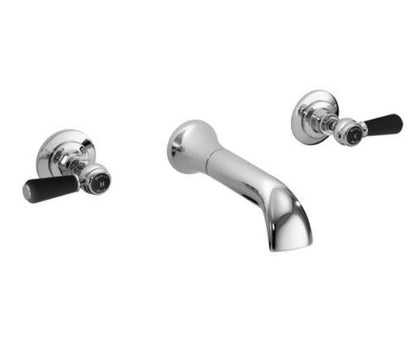 Hudson Reed Topaz Lever Hexagonal Wall Mounted Bath Spout and Stop Taps