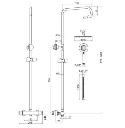 RAK-Origin Exposed Thermostatic Shower Column