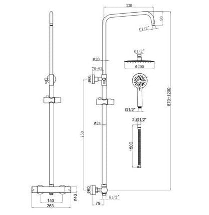 RAK-Origin Exposed Thermostatic Shower Column