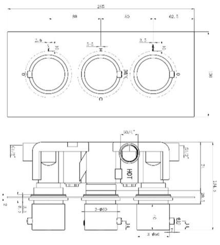 RAK Dual Outlet, 3 Handle Thermostatic Concealed Shower Valve