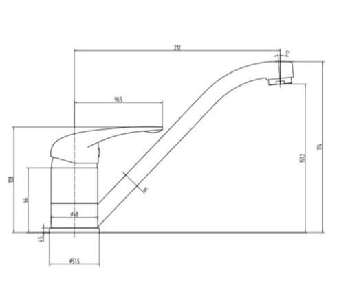 RAK Selby Kitchen Deck Mounte Sink Mixer - Silver