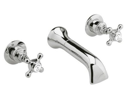 Hudson Reed Topaz Crosshead Hexagonal Wall Mounted Bath Spout and Stop Taps