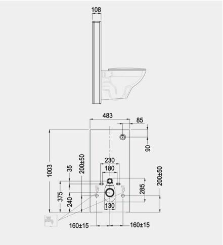 RAK Obelisk Cistern Cabinet for Wall Hung Pan