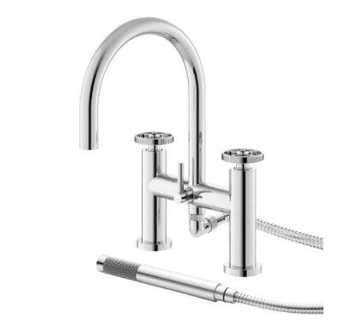 Hudson Reed Revolution Industrial Bath Shower Mixer With swivel spout, shower kit and wall bracket