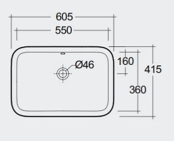 RAK-Variant 550mm Rectangular Under Counter Wash Basin